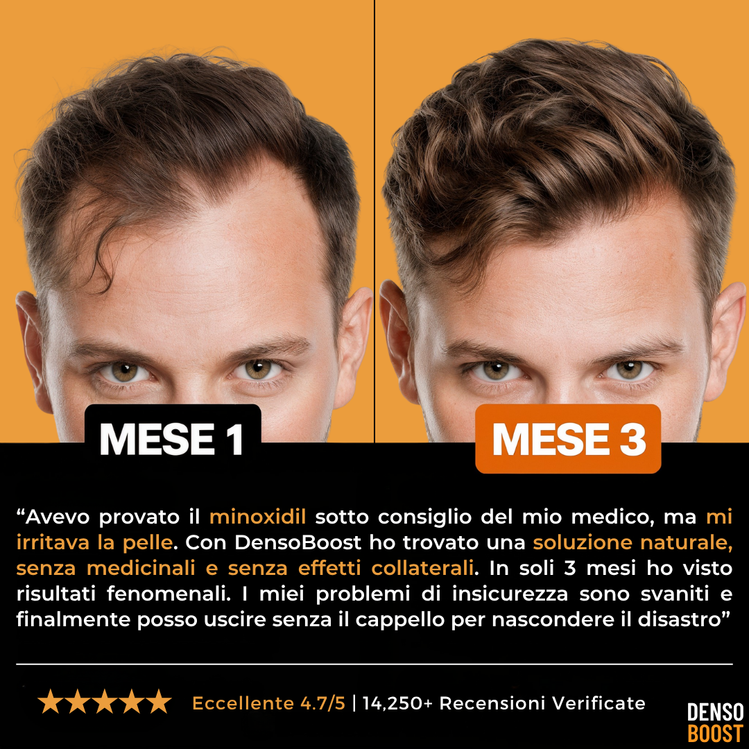 Shampoo Riparatore DensoBoost  – Ricrescita Visibile in 6 Settimane Senza Farmaci